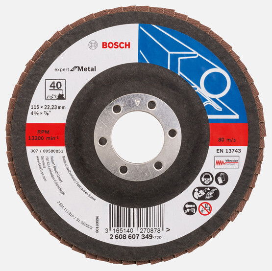Bosch 115 mm 40 Kum Expert Seri Metal İçin X551 Flap Zımpara Diski