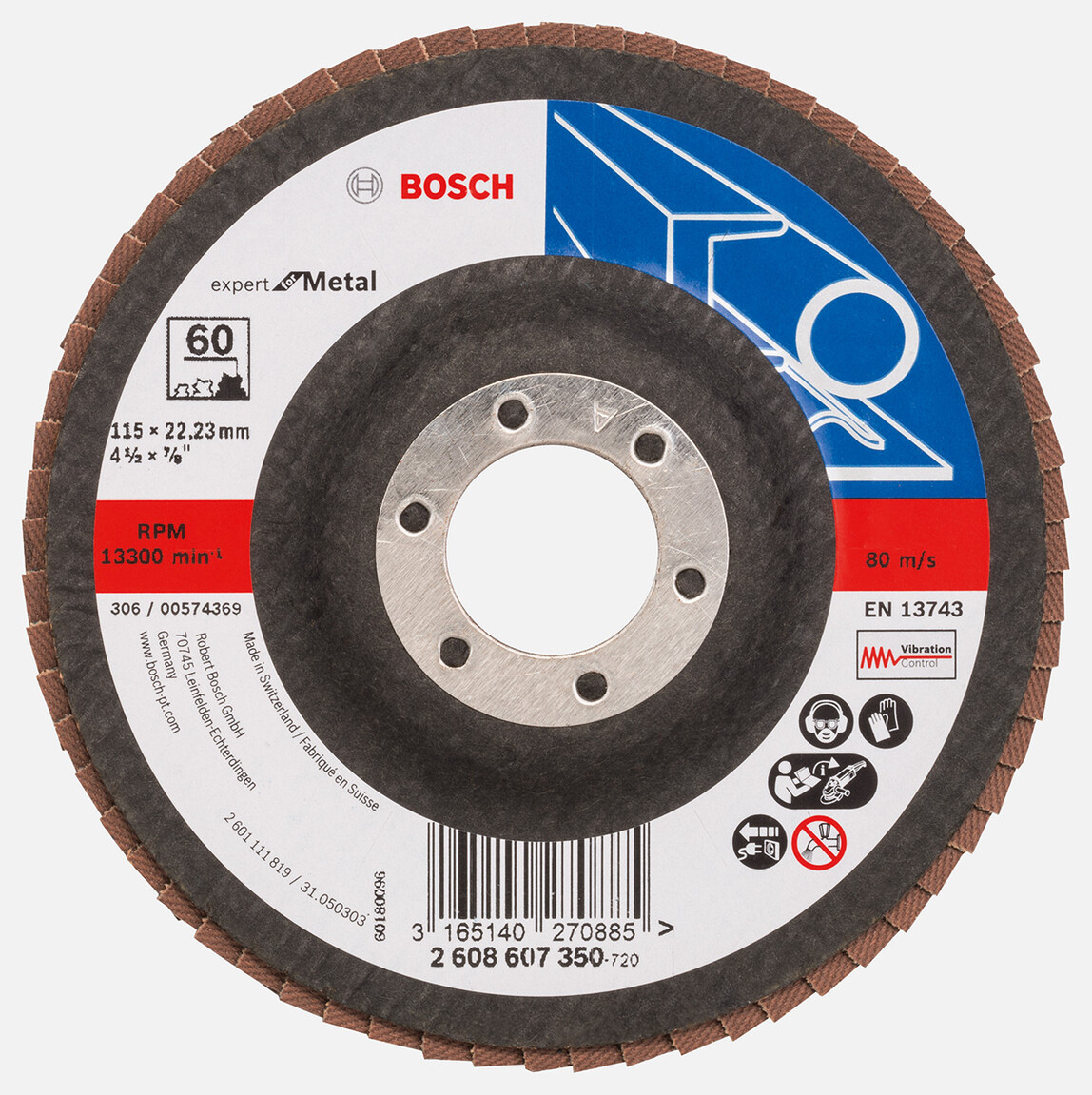    Bosch 115 mm 60 Kum Expert Seri Metal İçin X551 Flap Zımpara Diski 