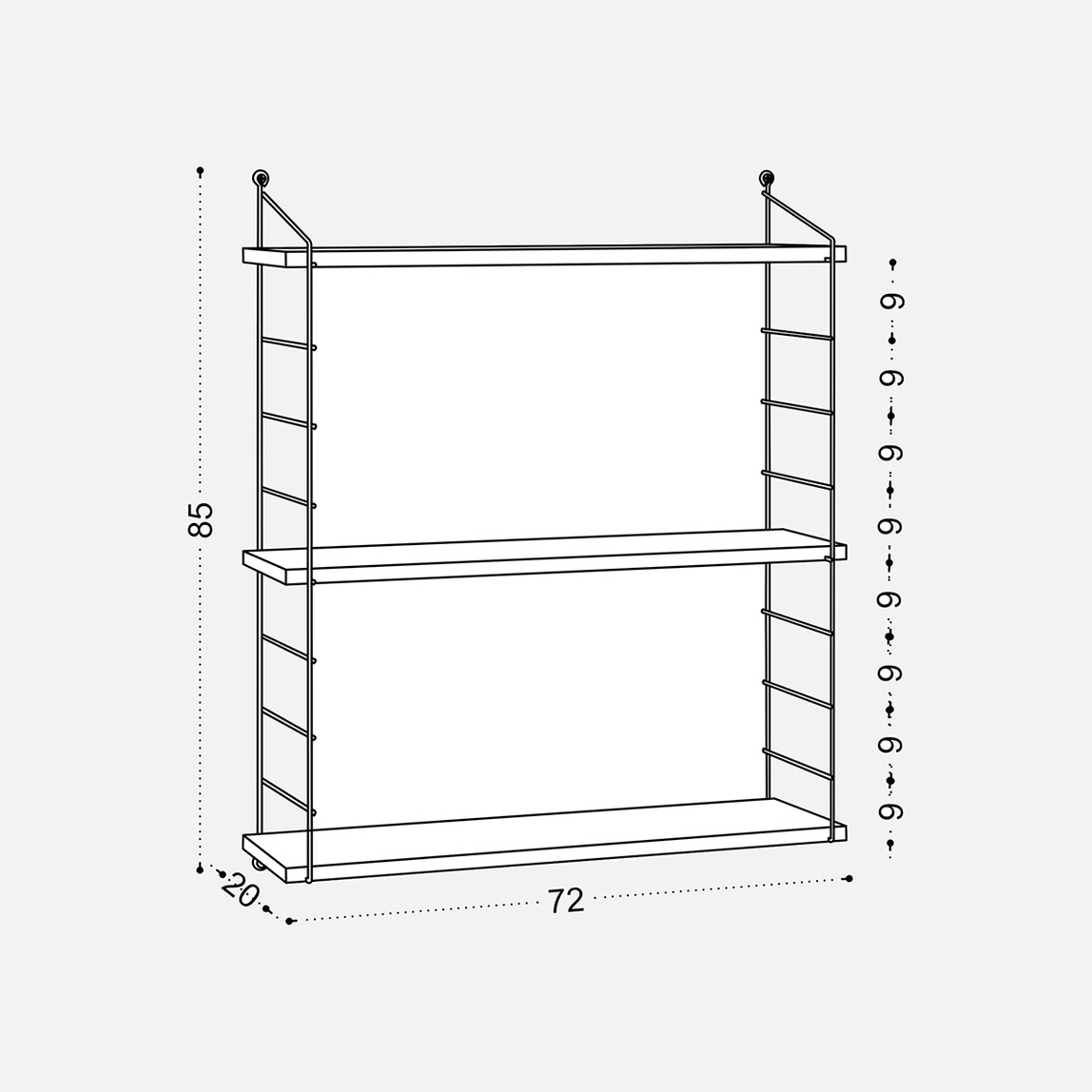    Endpa Armoni 3 Raflı Set 20x72 cm Siyah 