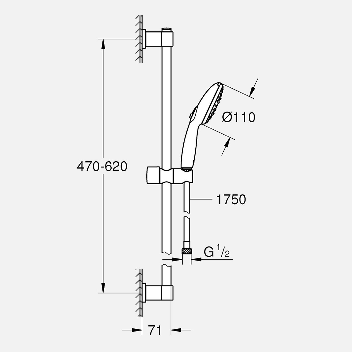    Grohe Vitalio Start 110 3 Fonksiyonlu Sürgülü Duş Seti 