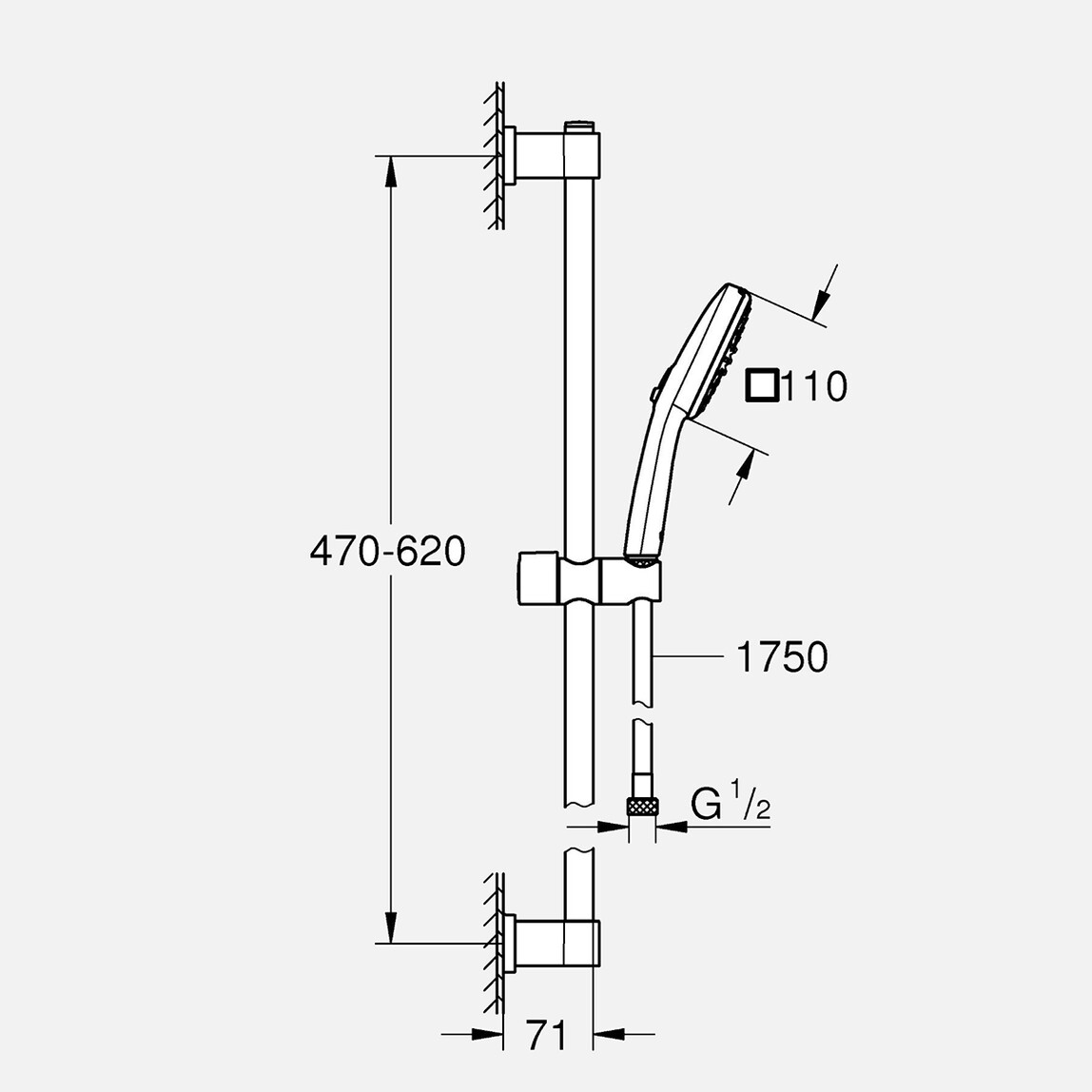    Grohe Vitalio Comfort 110 2 Fonksiyonlu Sürgülü Duş Seti 