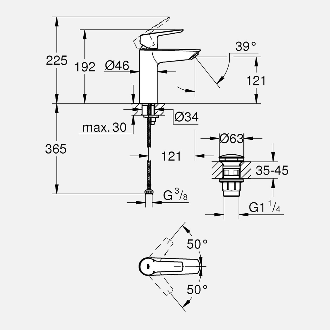    Grohe Start Siyah Büyük Lavabo Bataryası 