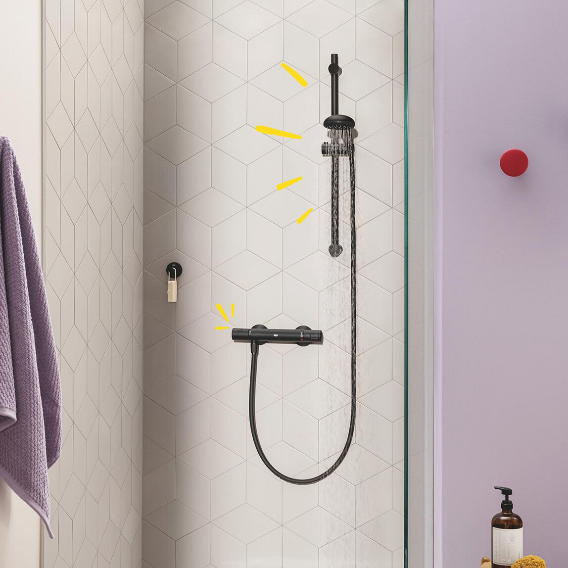    Grohe Precision Start Siyah Termostatik Duş Bataryası 