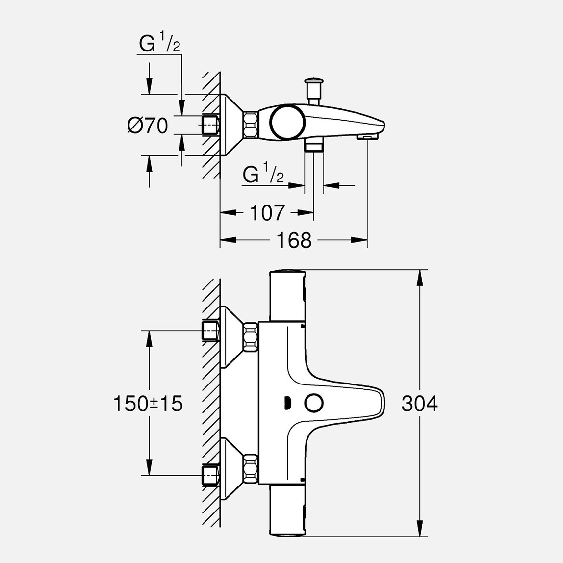 Grohe Precision Start Siyah Termostatik Banyo Bataryası_3