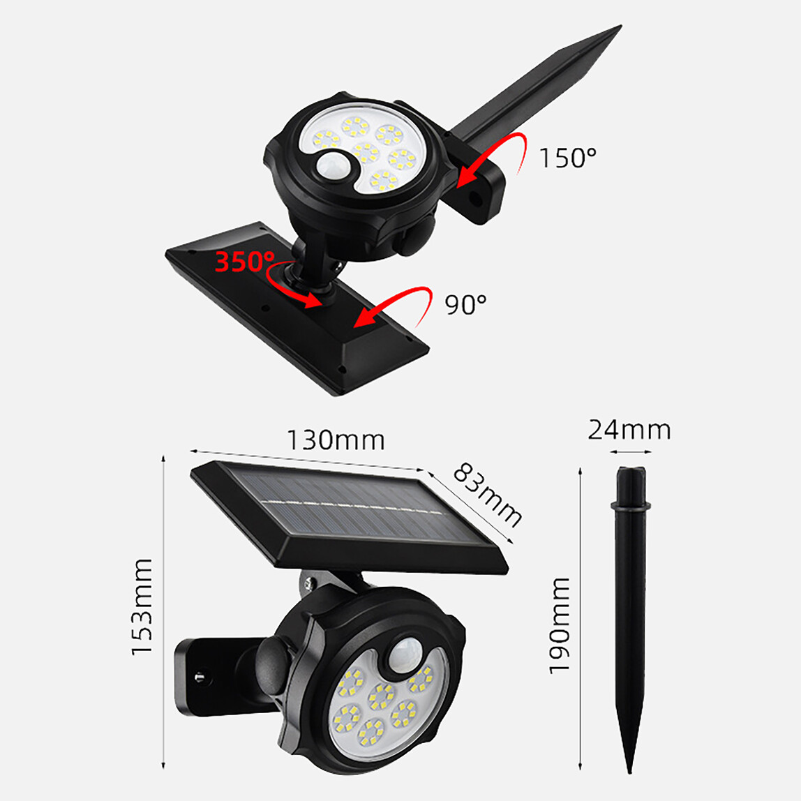    Solar Sensörlü Saplama Ve Aplik 26 Led 