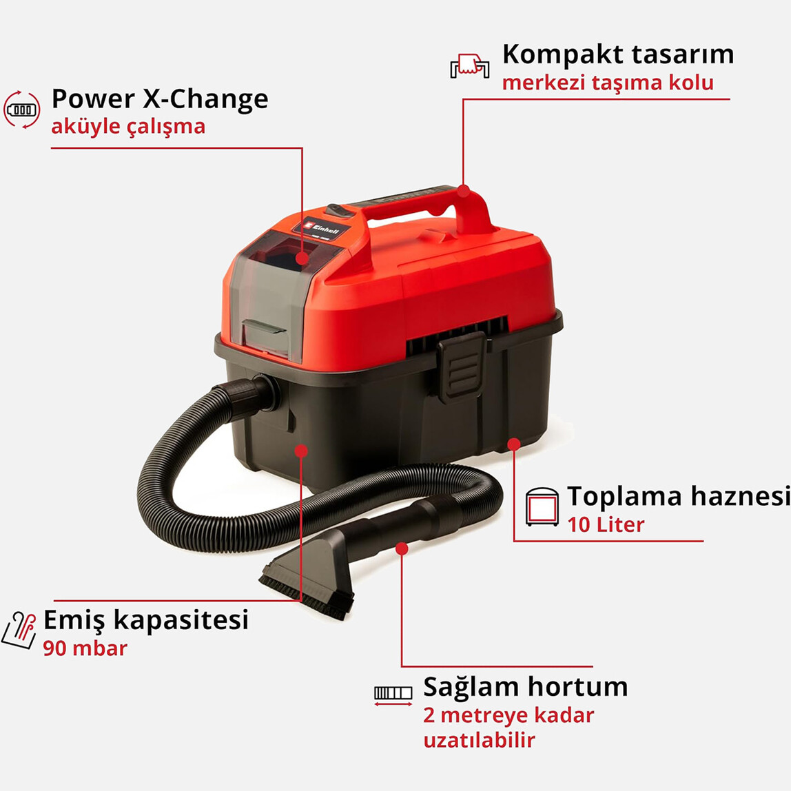    Einhell TE-VC 18/10 Li Solo Akülü Islak/Kuru Süpürge 