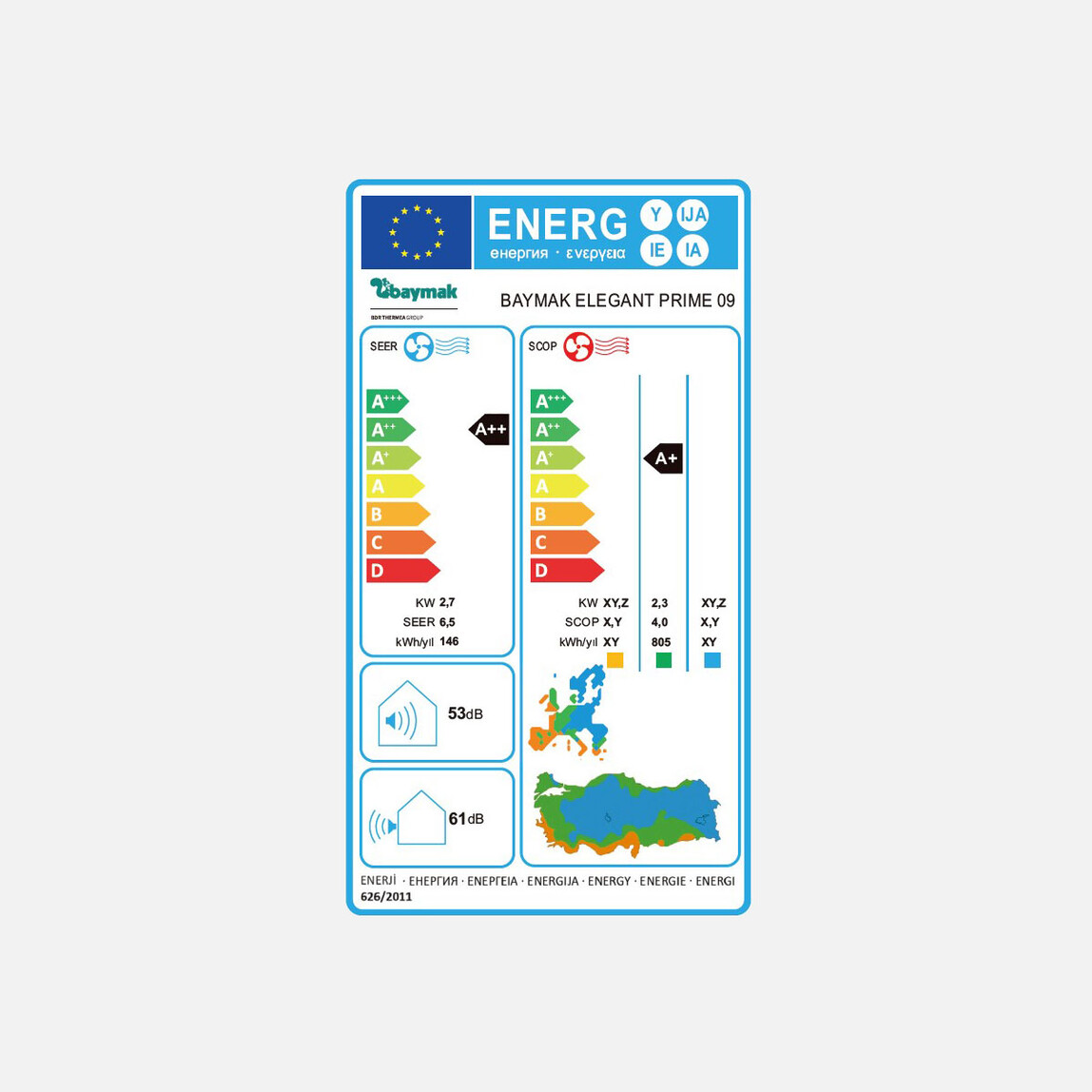    Baymak 09.000 Btu Elegant Prime Inverter A++ Duvar Tipi Klima 