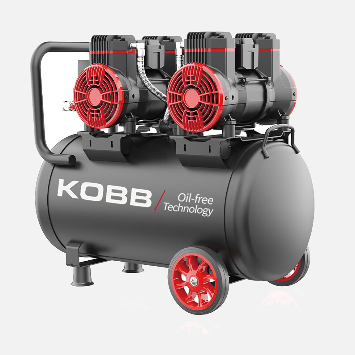 KOBB KBK50S2 4.0HP 50Lt 8Bar Çift Motorlu Yağsız Sessiz Taşınabilir Hava Kompresörü_0