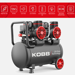 KOBB KBK50S2 4.0HP 50Lt 8Bar Çift Motorlu Yağsız Sessiz Taşınabilir Hava Kompresörü_4