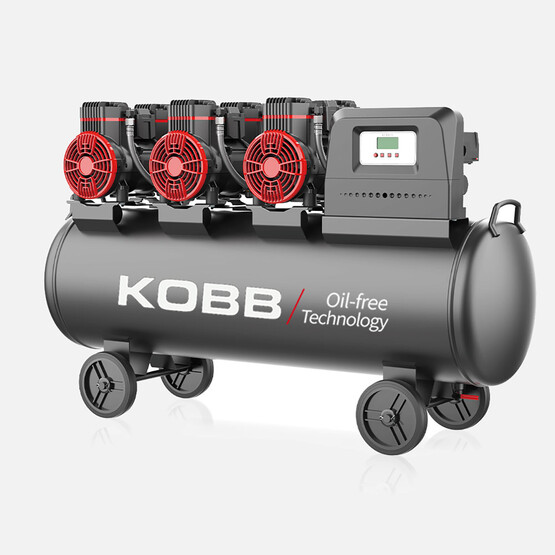 KOBB KBK100S 6.0HP 100Lt 8Bar Üç Motorlu Yağsız Sessiz Taşınabilir Hava Kompresörü