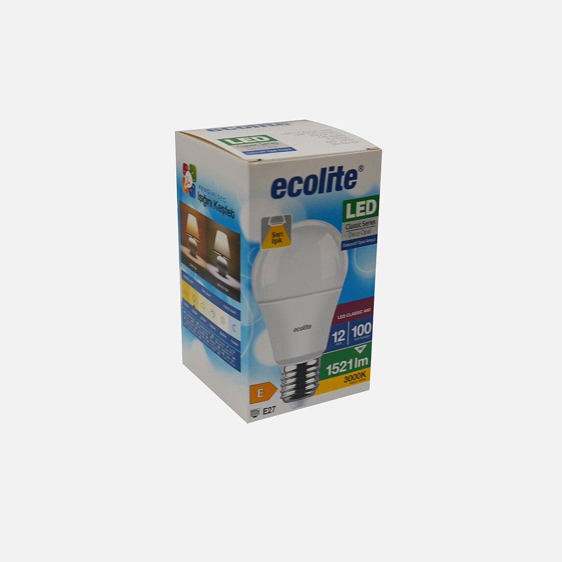    Ecolite A60 LED Ampul 12W E27 3000K Sarı Işık 