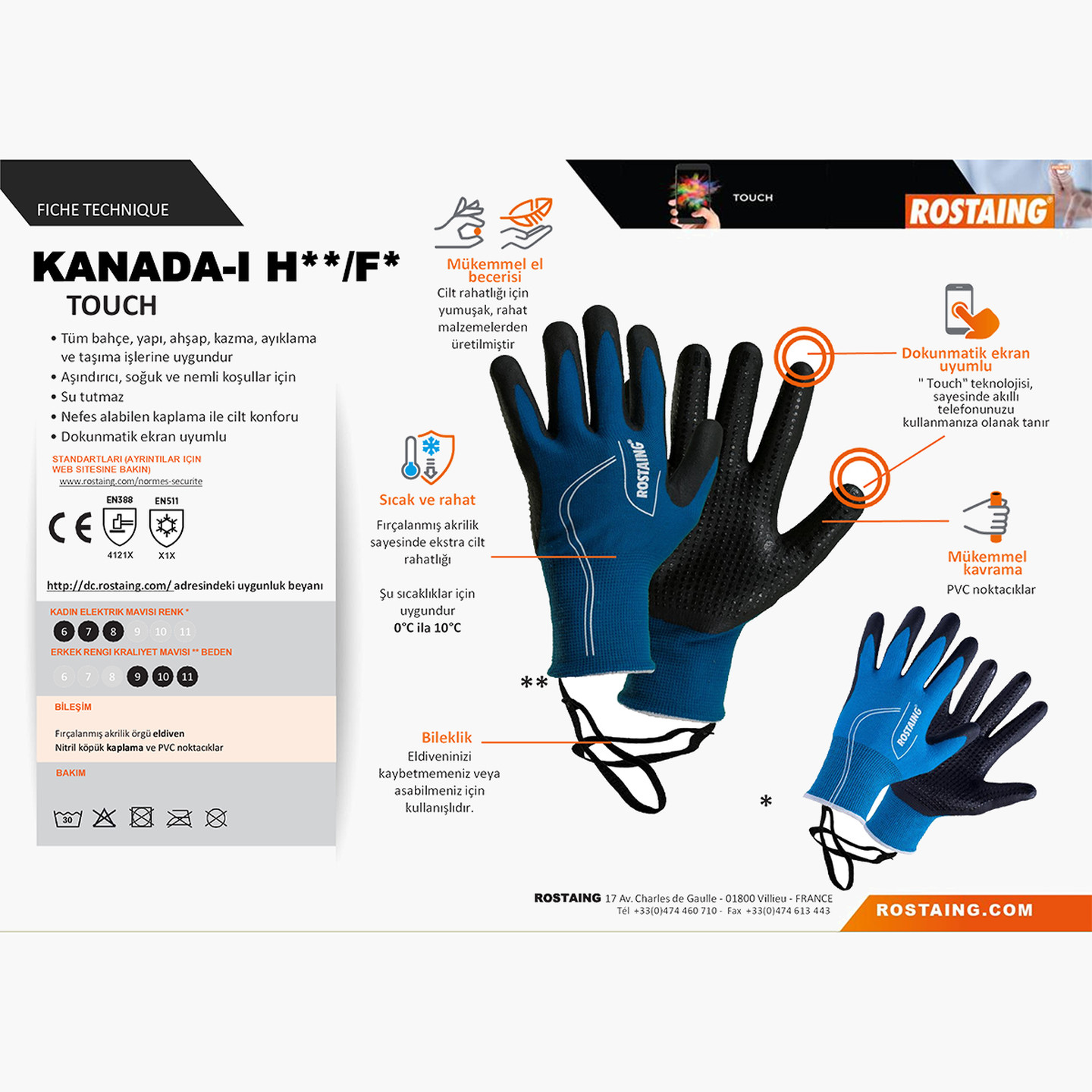 Guanti Da Lavoro Rostaing Maxstrong.f-it07 Serie Touch, Donna, Resistenti A Taglio E Abrasione, Con Leash E Touch Screen, Nero/bianco - 2