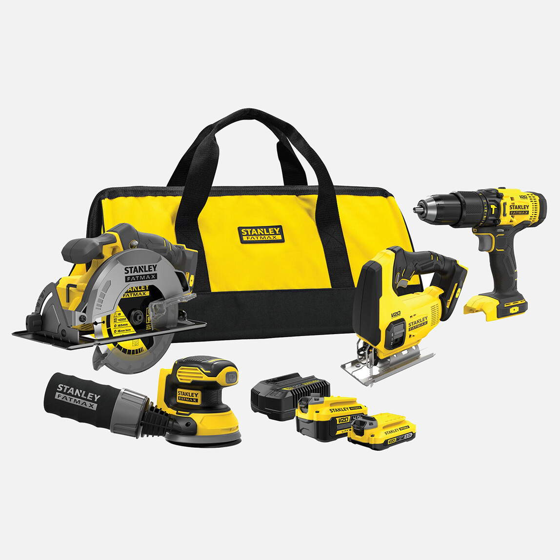    Stanley SFMCK412MDS-QW 18V 4'lü Makine Seti (Akülü Matkap, Daire Testere, Dekupaj Testere, Ekzantrik Zımpara) 