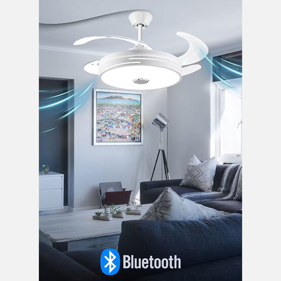 MutlusanAydınlatmalı Tavan Vantilatörü Bluetoothlu Uzaktan Kumandalı Ses Sistemli