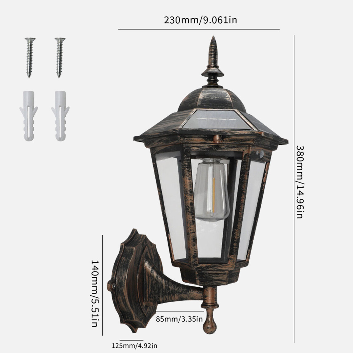   Altıgen Ampul Görünümlü Solar Led Aplik 