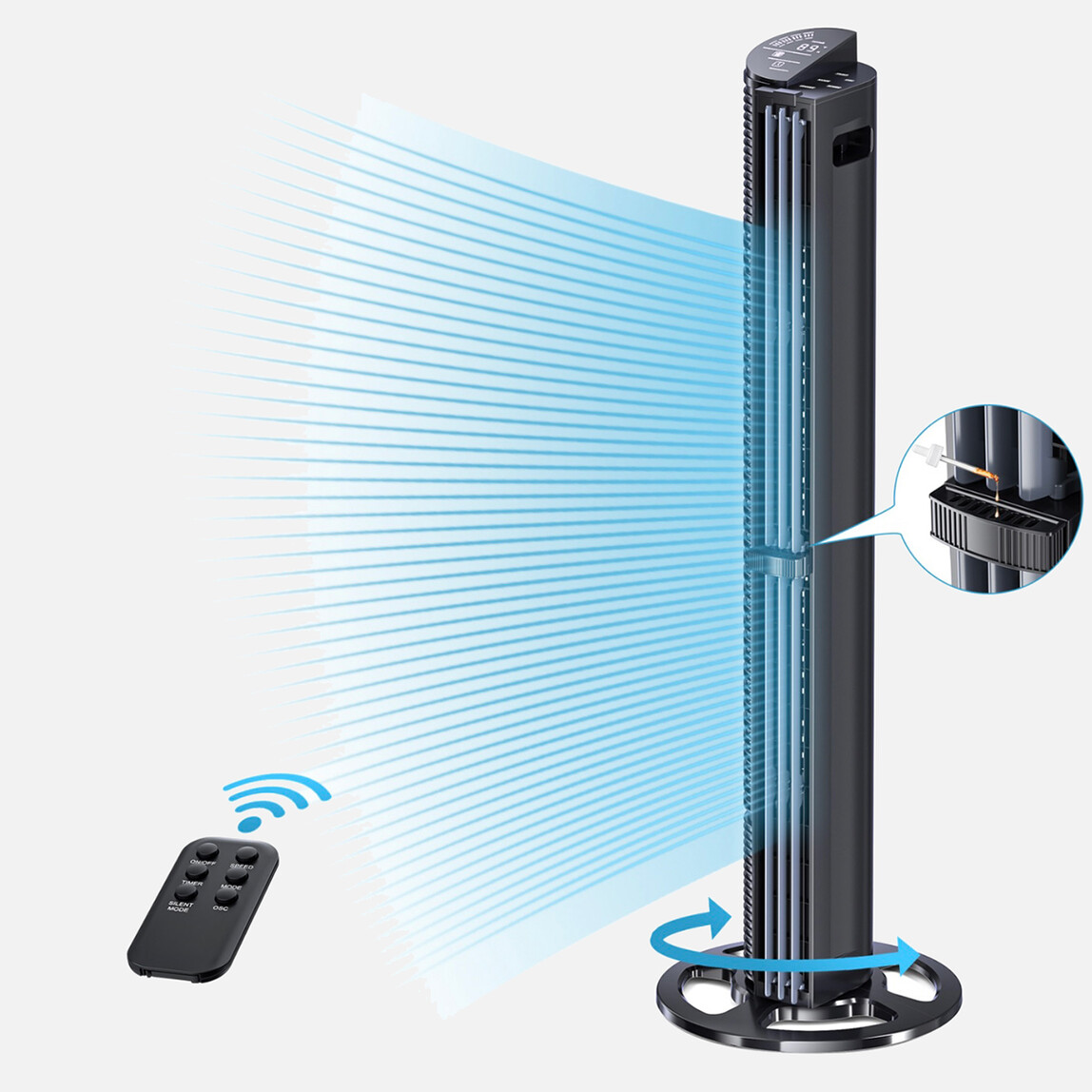    Dlc Kule Tipi Vantilatör 75Watt  Kumandalı 