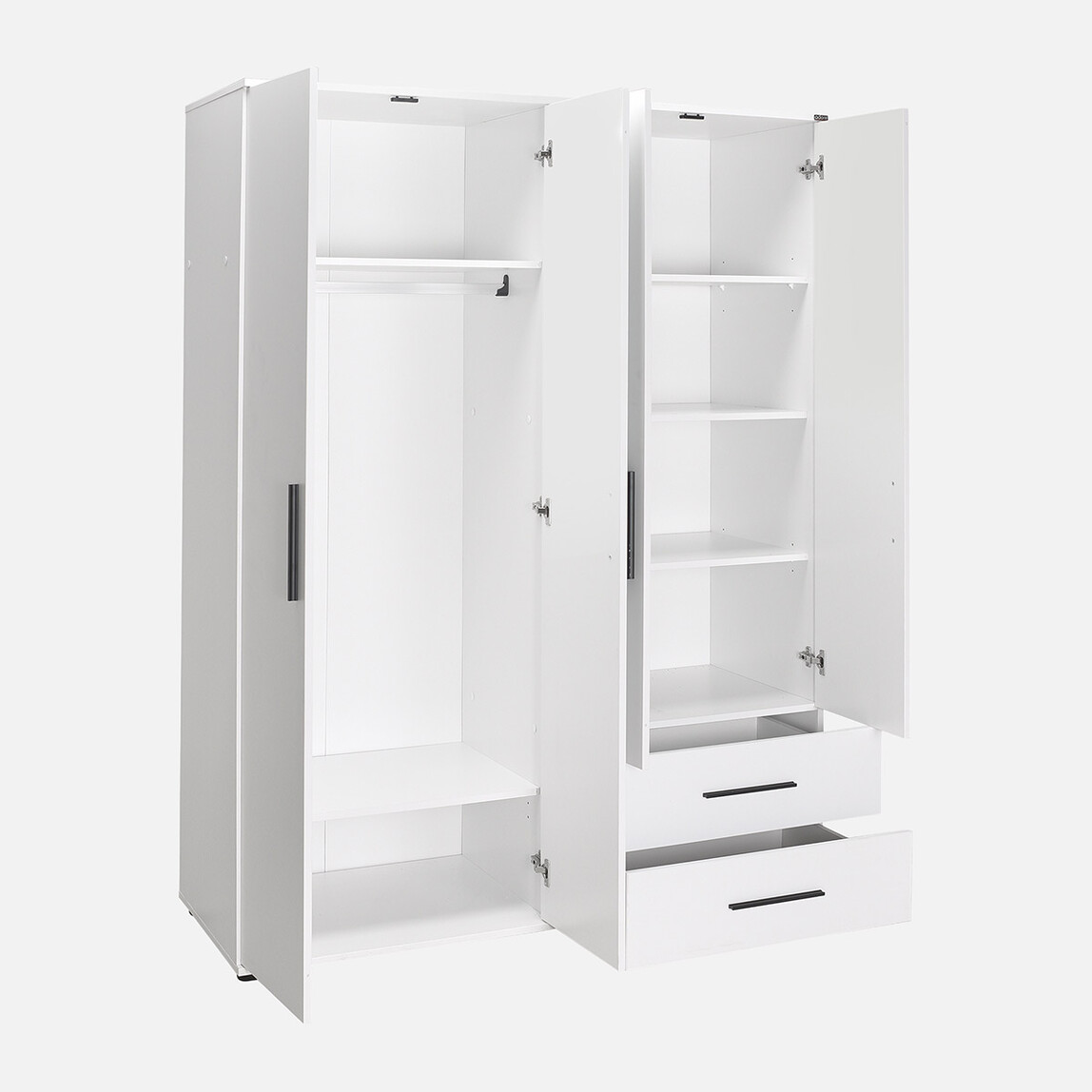    Adore White 4 Kapaklı 2 Çekmeceli Gardırop-Mat Beyaz 