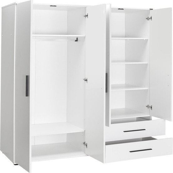 Adore White 4 Kapaklı 2 Çekmeceli Gardırop-Mat Beyaz
