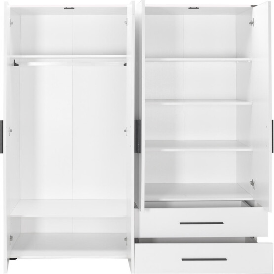 Adore White 4 Kapaklı 2 Çekmeceli Gardırop-Mat Beyaz