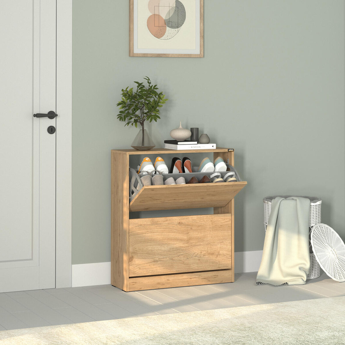    Adore Flat Duo 2 Katlı Geniş Ayakkabılık - Florida Meşe 