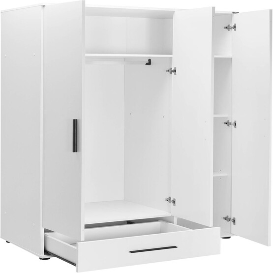 Adore White 3 Kapaklı Tek Çekmeceli Gardırop-Mat Beyaz