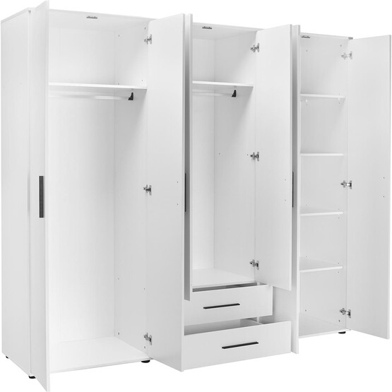 Adore White 6 Kapaklı 2 Çekmeceli Gardırop-Mat Beyaz