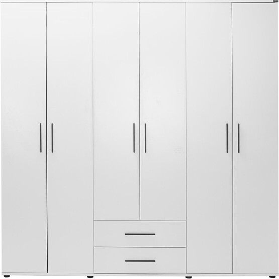 Adore White 6 Kapaklı 2 Çekmeceli Gardırop-Mat Beyaz