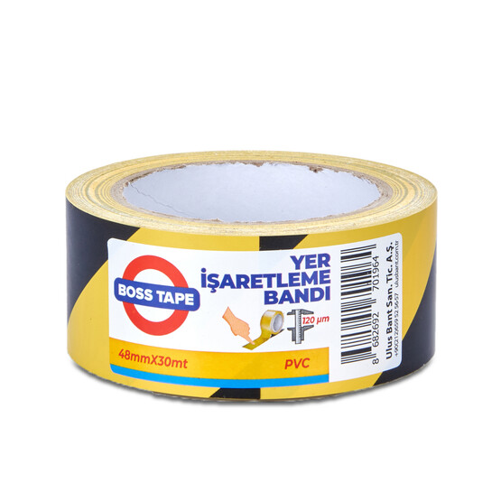 Boss Tape Sarı-Siyah Pvc İşaretleme Bandı 